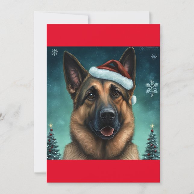 Weihnachtsdeutsch (Shepard) / Elsatisches Hundeges Feiertagskarte (Vorderseite)