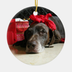 Weihnachtsdeutscher kurzhaariger Zeiger Keramikornament