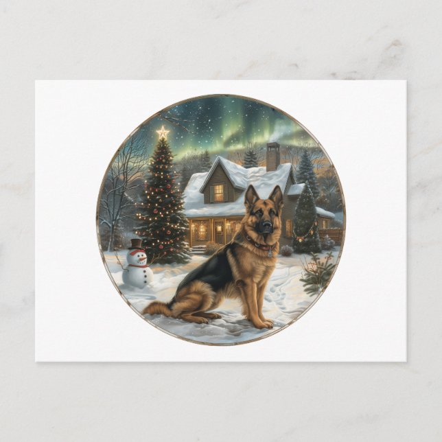 Weihnachtsdeutscher Schäferhund Feiertagspostkarte (Vorderseite)