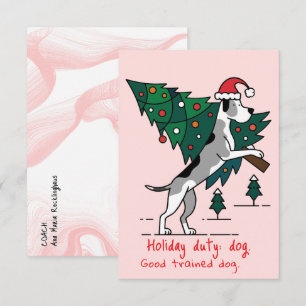Weihnachtsdienst: Hund. Dogge-Version. Mitteilungskarte