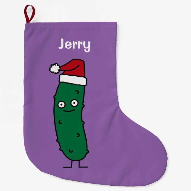 Weihnachtsdillgurke, die eine Weihnachtsmannmütze Großer Weihnachtsstrumpf (Vorderseite)