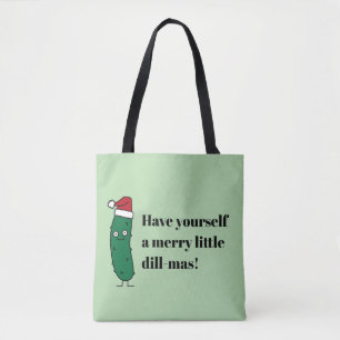 Weihnachtsdillgurke mit einem Weihnachtsmannhut Tasche