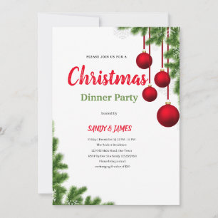 Weihnachtsdinnerparty rote grüne Girlanden Einladu Einladung