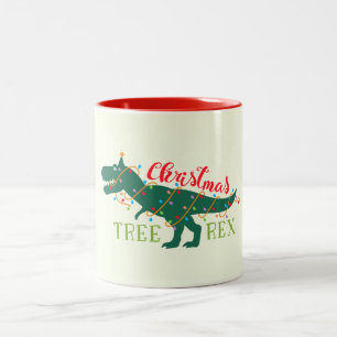 Weihnachtsdino-Dinosaurier lustiges T-Rex Zweifarbige Tasse