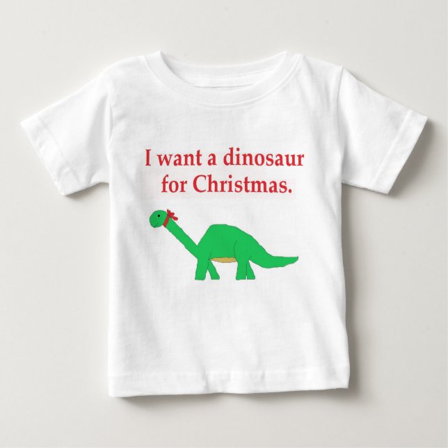 Weihnachtsdinosaurier Baby T-shirt (Vorderseite)