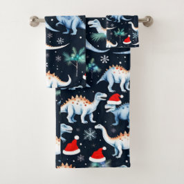 Weihnachtsdinosaurier Badhandtuch Set