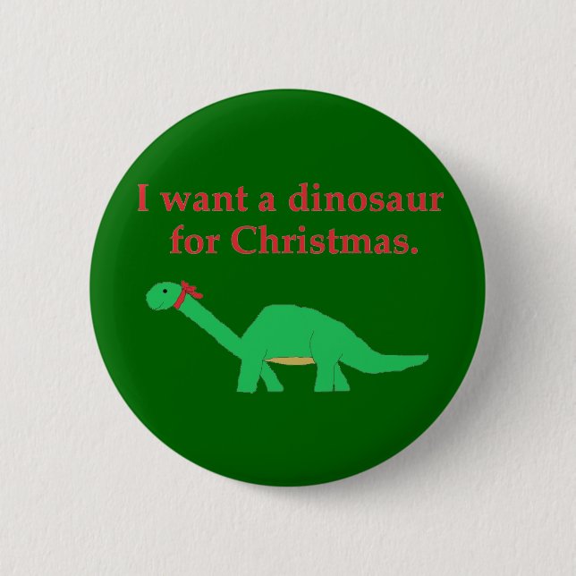 Weihnachtsdinosaurier-Button Button (Vorderseite)