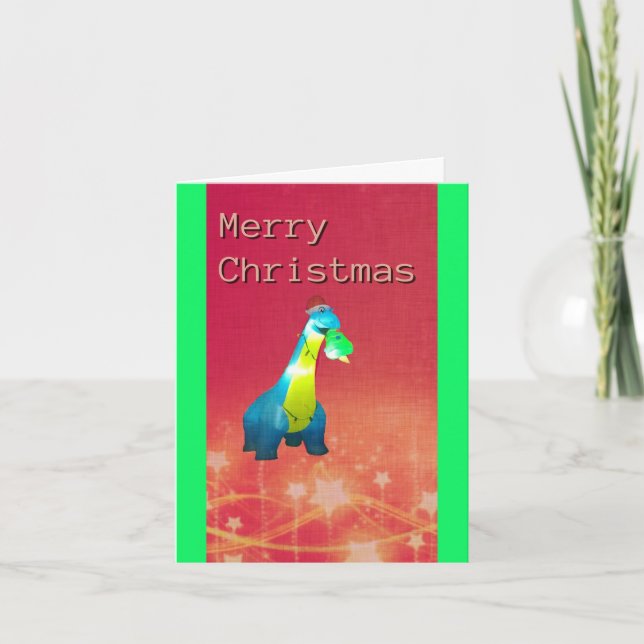 Weihnachtsdinosaurier Faltkarte Karte (Vorderseite)