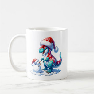 Weihnachtsdinosaurier mit süßem Schneemann, Fantas Kaffeetasse