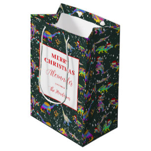 Weihnachtsdinosaurier Personalisiert Mittlere Geschenktüte