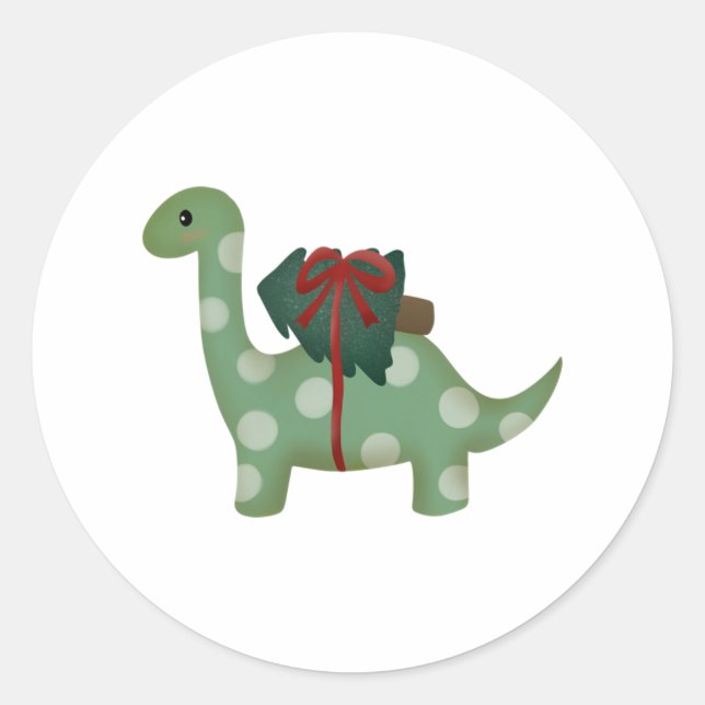Weihnachtsdinosaurier Runder Aufkleber (Vorderseite)