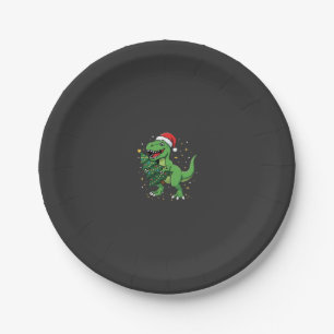 Weihnachtsdinosaurier Santa T Rex Pappteller
