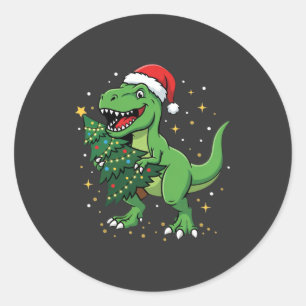 Weihnachtsdinosaurier Santa T Rex Runder Aufkleber