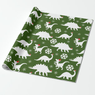 Weihnachtsdinosaurier & Schneeflocken Geschenkpapier
