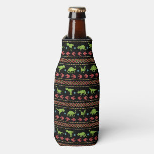 Weihnachtsdinosaurier-Strick bestickt Mit Monogram Flaschenkühler
