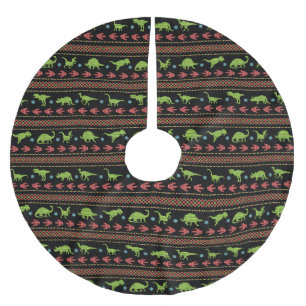 Weihnachtsdinosaurier-Strick gestickte angemessene Polyester Weihnachtsbaumdecke