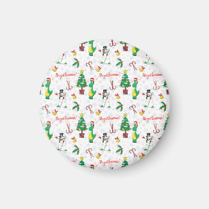 Weihnachtsdinosaurier und Schneemann Magnet