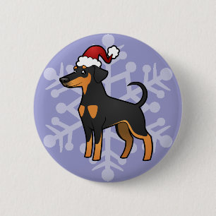 WeihnachtsdobermannPinscher (schlaffe Ohren) Button