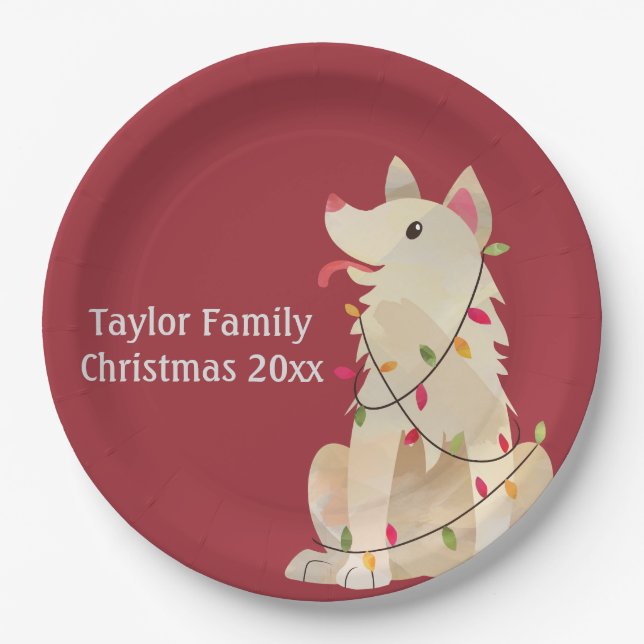 Weihnachtsdogtwinkel anpassbar pappteller (Vorderseite)