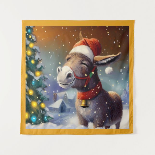 WeihnachtsDonkey 1 Wandteppich (Vorderseite)