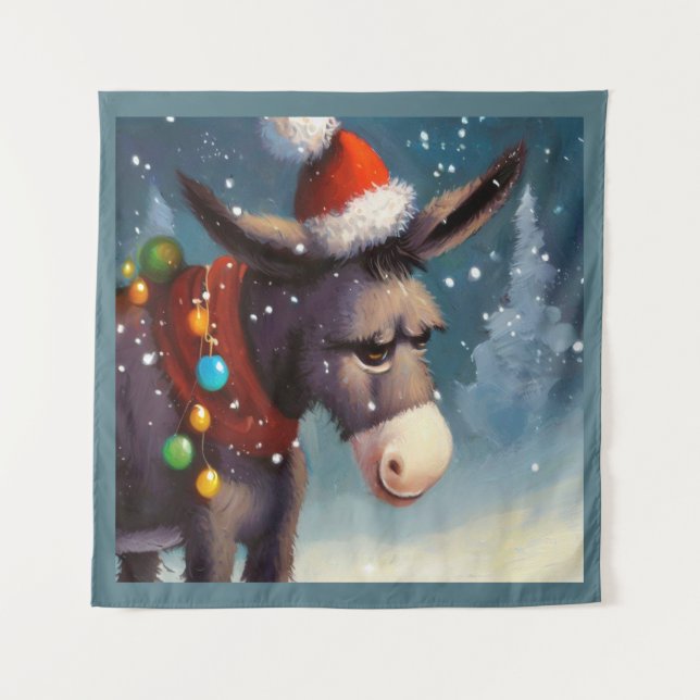 WeihnachtsDonkey 2 Wandteppich (Vorderseite)