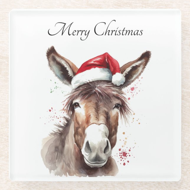 WeihnachtsDonkey Glasuntersetzer (Vorderseite)