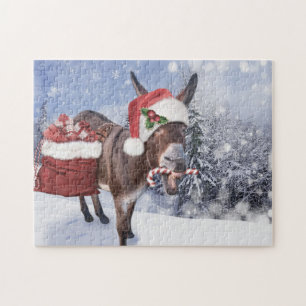 Weihnachtsdonkey mit lustigem rotem Hut