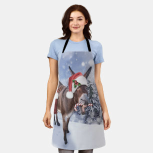 Weihnachtsdonkey mit lustigem rotem Hut Schürze