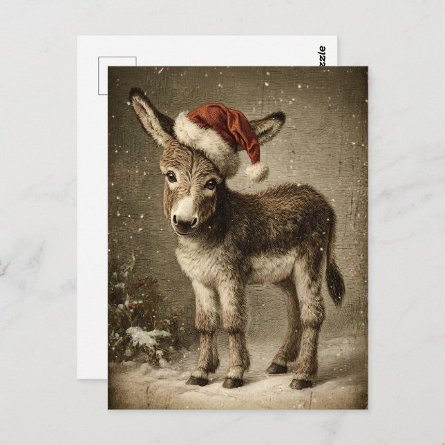 WeihnachtsDonkey Vintag Postkarte (Vorne/Hinten)