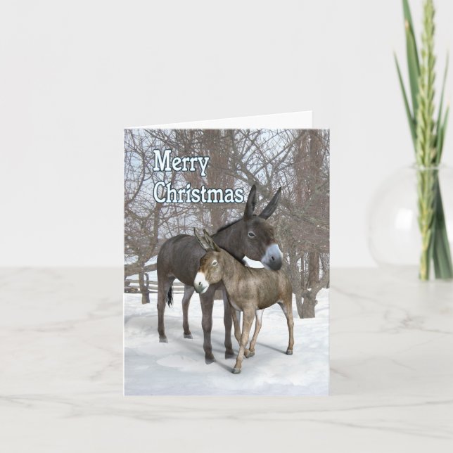 Weihnachtsdonkeys im Schnee Karte (Vorderseite)
