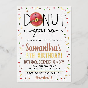 WeihnachtsDonut wächst zum Geburtstag auf Folieneinladung