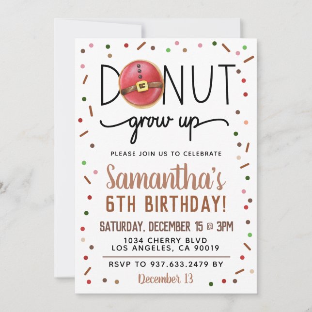 WeihnachtsDonut wird zum Geburtstag eingeladen Einladung (Vorderseite)