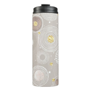Weihnachtsdoodles: goldener Hintergrund. Thermosbecher