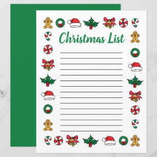 Weihnachtsdoodles Kinderweihnachtsliste Vorlage