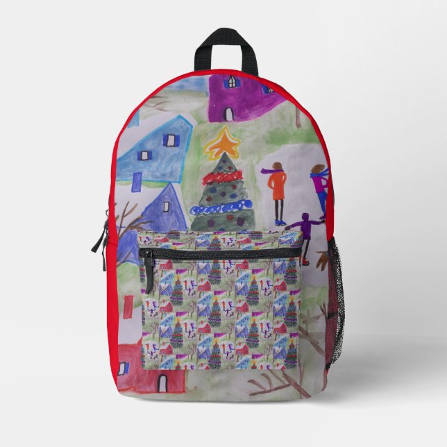 Weihnachtsdorf Bedruckter Rucksack (Vorderseite)