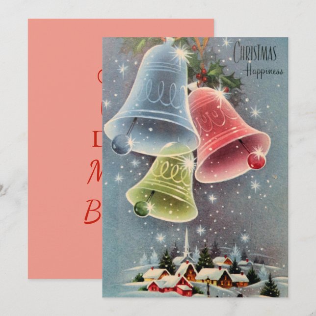 Weihnachtsdorf Bells Schneeflocken Feiertagskarte (Vorne/Hinten)