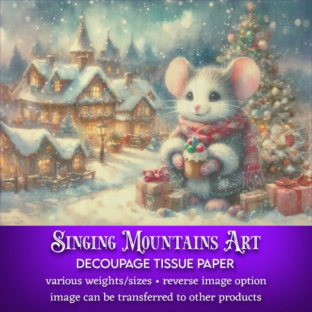 Weihnachtsdorf Feierliche Maus Decoupage Seidenpapier (Von Creator hochgeladen)