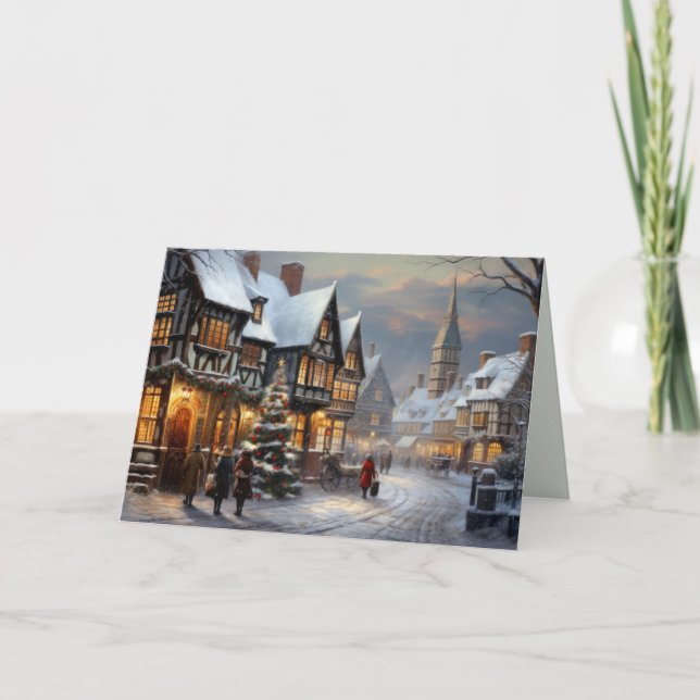 Weihnachtsdorf Feiertagskarte (Vorderseite)
