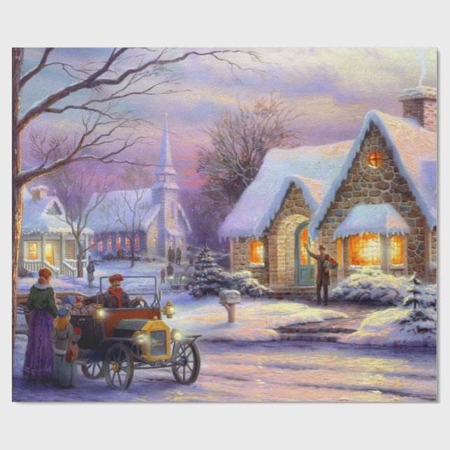 Weihnachtsdorf Geschenkpapier (Flach)