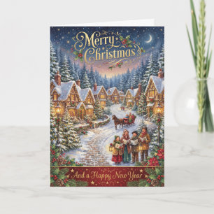 Weihnachtsdorf-Grußkarte Karte