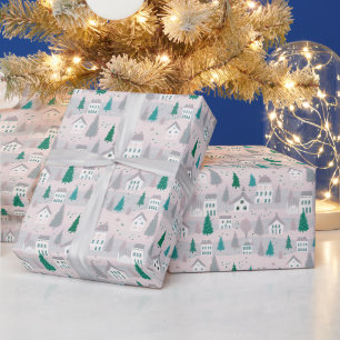 Weihnachtsdorf Häuser Bäume Weihnachten Geschenkpapier