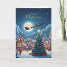 Weihnachtsdorf im Mondlicht — Weihnachtsgrußkarte