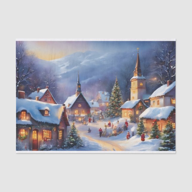 Weihnachtsdorf in den Bergen Winter Seidenpapier (Vorderseite)