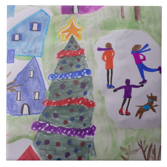 Weihnachtsdorf Keramik Tile Fliese (Vorderseite)