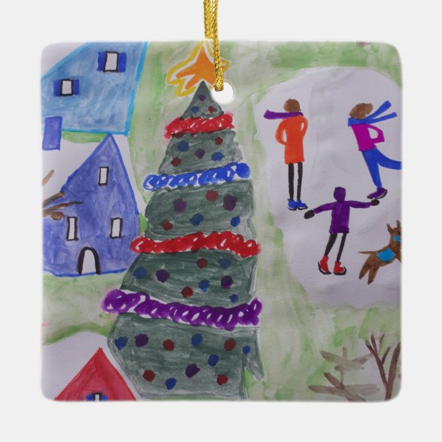 Weihnachtsdorf Keramikornament (Vorderseite)