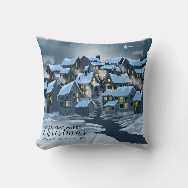 Weihnachtsdorf Kissen mit Nordsternschnee (Vorderseite)