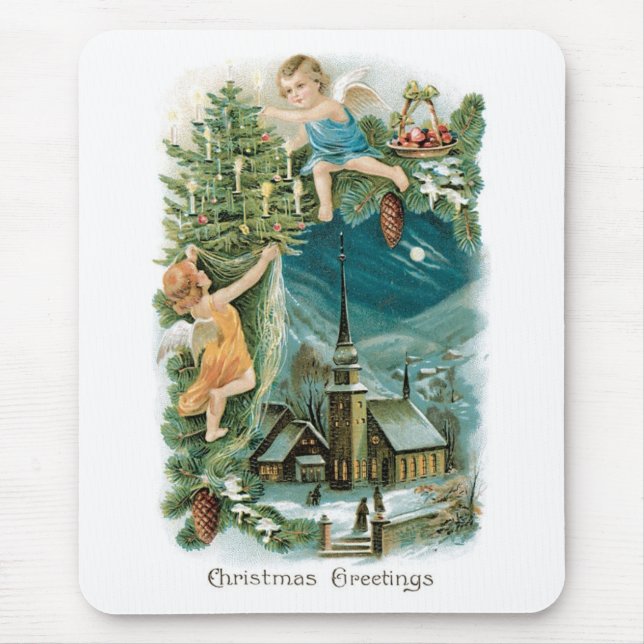 Weihnachtsdorf mit Engeln Mousepad (Vorne)