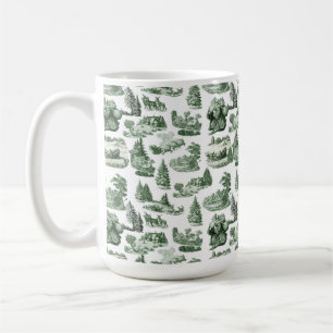 Weihnachtsdorf mit grünem Toile-Design Kaffeetasse