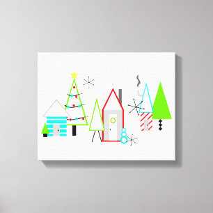 Weihnachtsdorf Mitte des Jahrhunderts modern Leinwanddruck