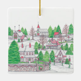 Weihnachtsdorf-Ornament aus Stein Keramikornament